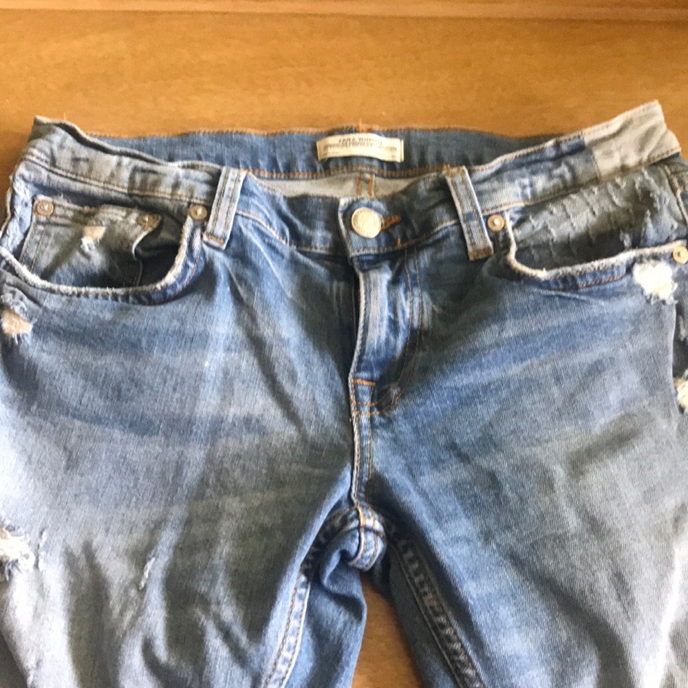 Zara premium denim cropped distressed jean sz 4